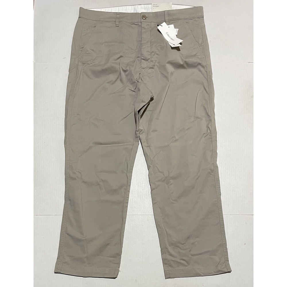 Calvin Klein 90s Straight Vintage Khaki Size 38 X 30 Mens Chino Flat Front Beige